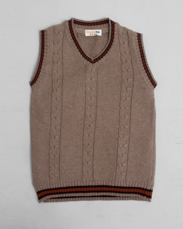 Brown Sleeve Less Sweater