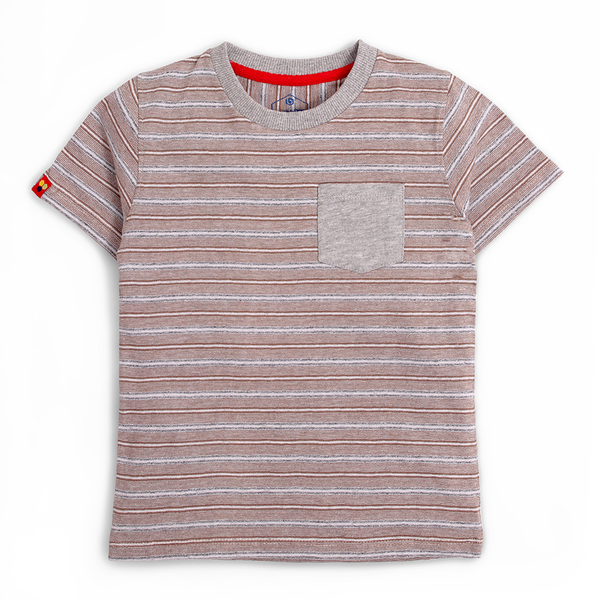 Red & Grey Striped T Shirt