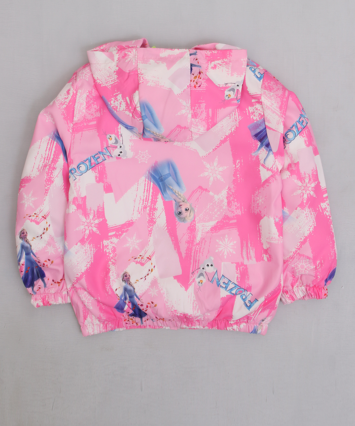 D Pink Printed Hooded Jacket