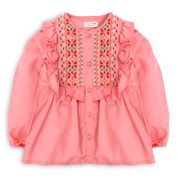 Pink Embroidered Fusion Top