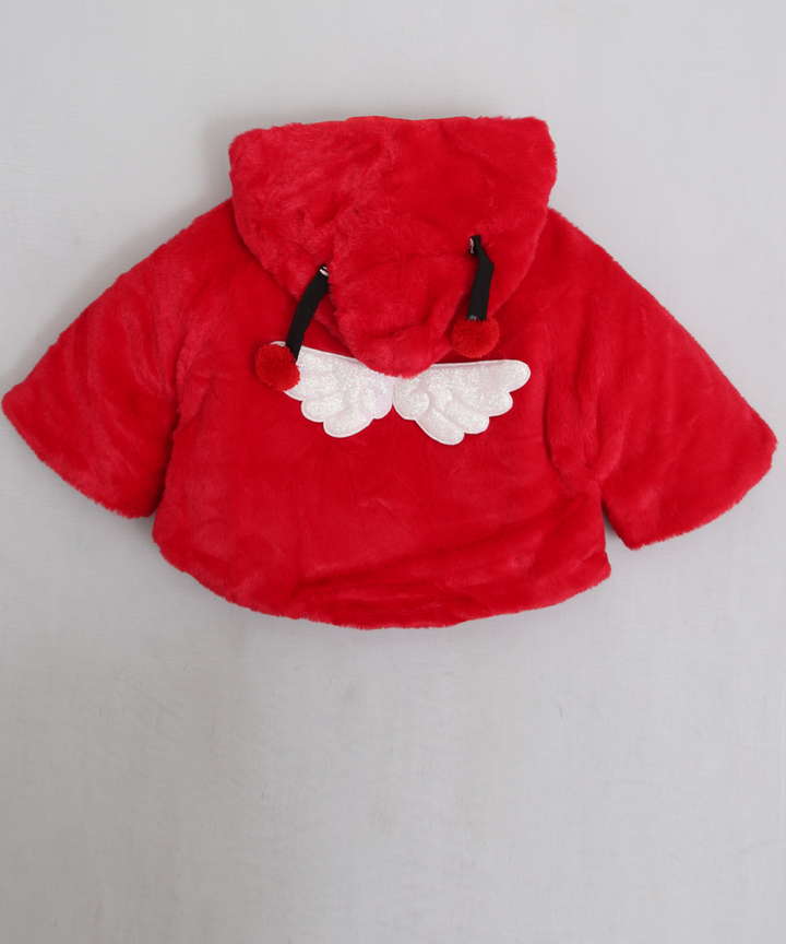 Red Hooded Fur Ponchu