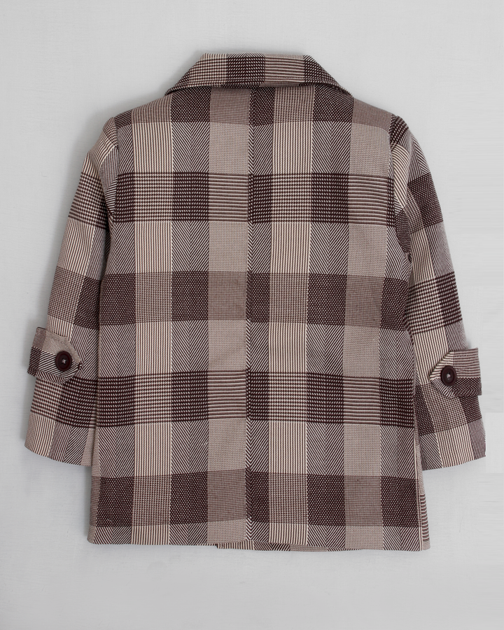 Dark Brown Check Tweed Coat