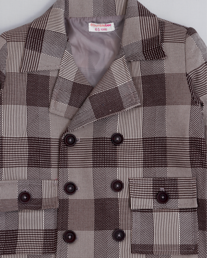 Dark Brown Check Tweed Coat