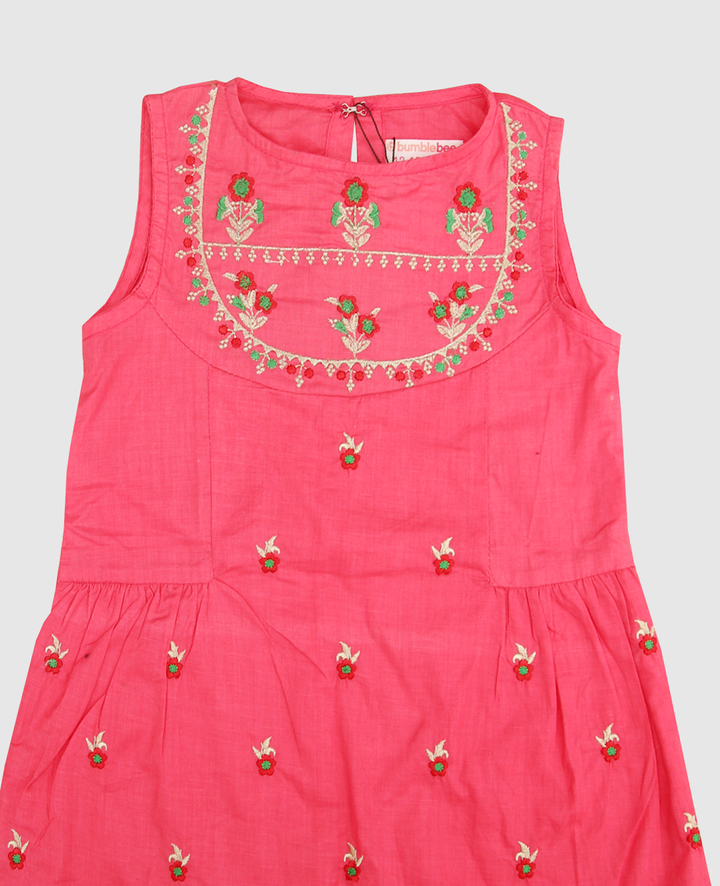 Pink Embroidered  Ethnic Set