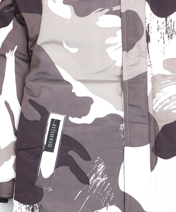 Camo Printed Hooded Puffer Jacket