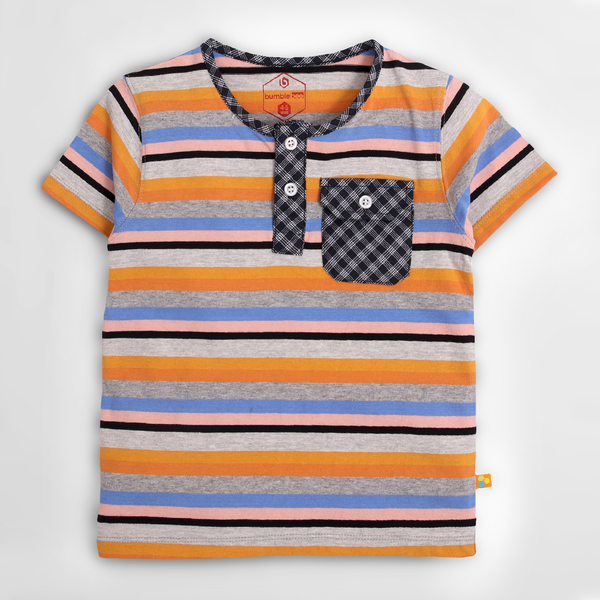 Orange & Blue Striped Henlay T Shirt