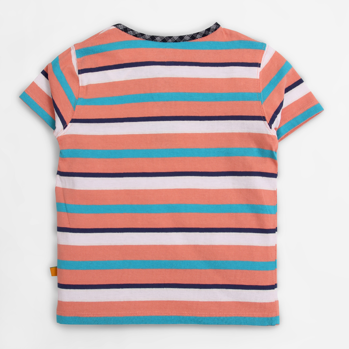 Orange & Green Striped Henlay T Shirt