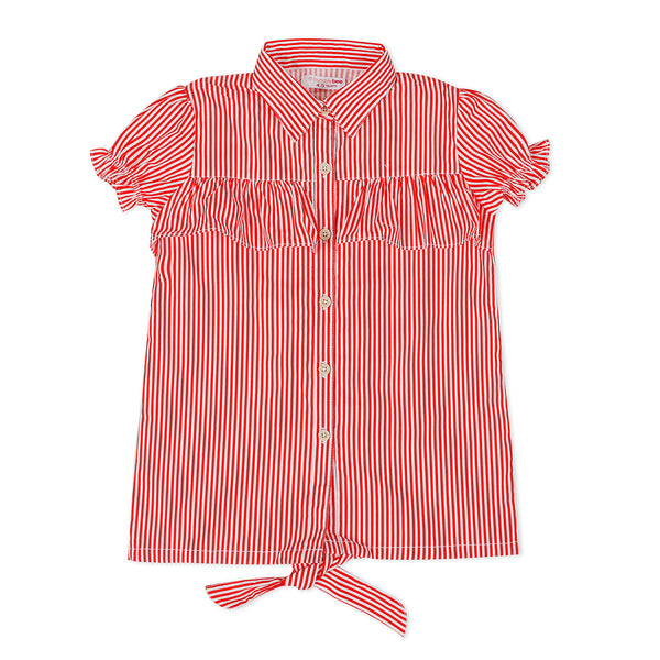Red Striped Frill Top