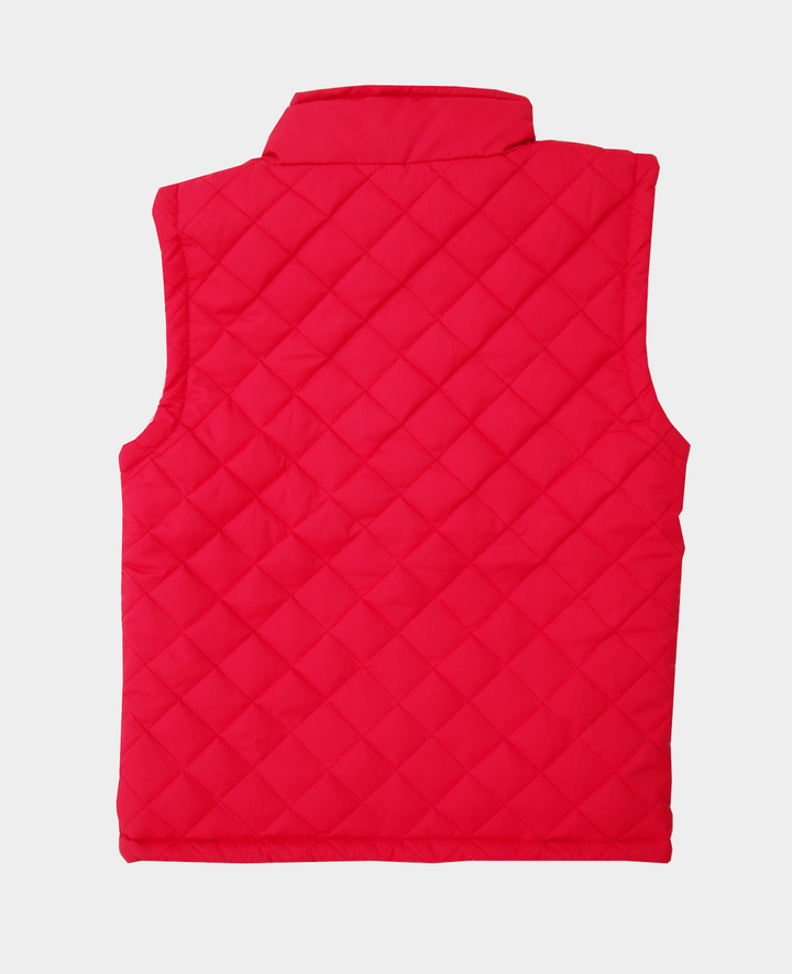 Red Sleeveless Puffer Jacket