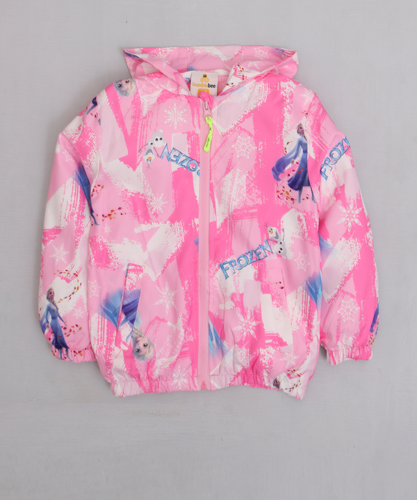 D Pink Printed Hooded Jacket