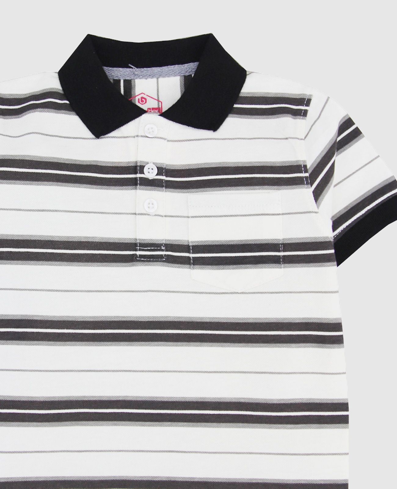 White & Black Striped Polo