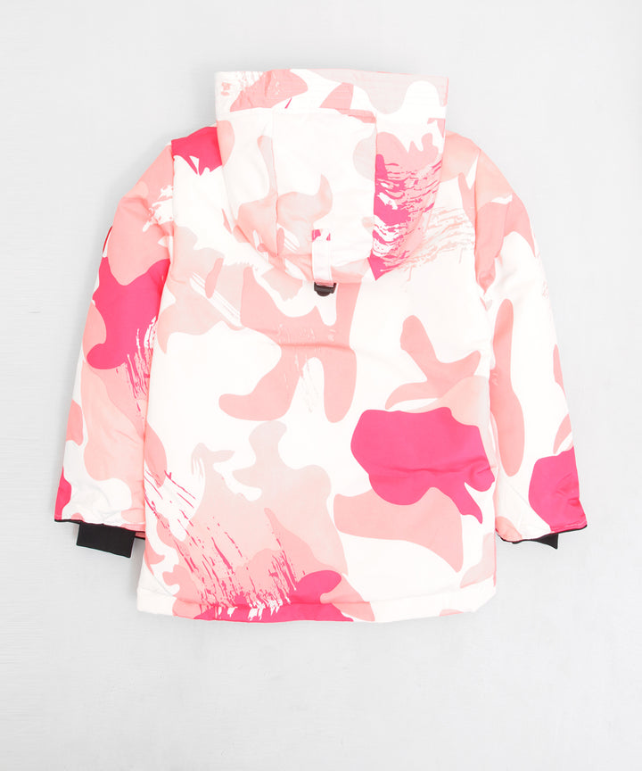 Pink Camo Printed Puffer Jacket