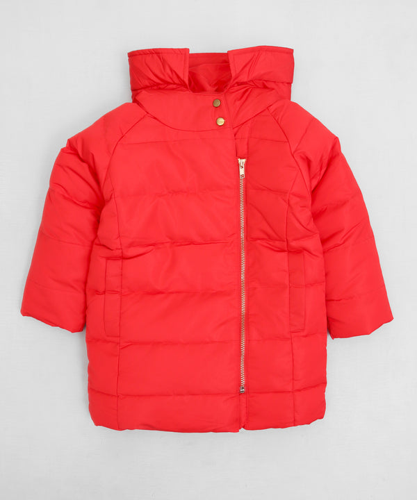 Red Puffer Hooded Jacket