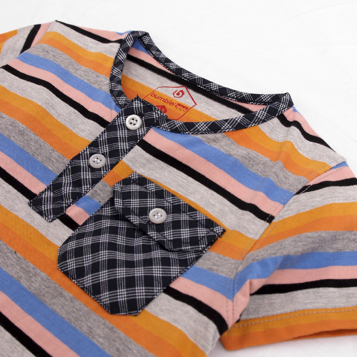 Orange & Blue Striped Henlay T Shirt